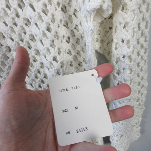 Jessica Roberts Crochet Vtg Y2K Tunic Dress L Ivory Open Knit Beach Boho 568 - Picture 11 of 11